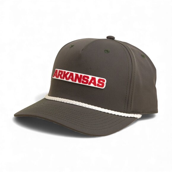 Arkansas Razorbacks ARKANSAS Red 3D Five Panel Classic Rope Hat- Olive/ White - Picture 2 of 3